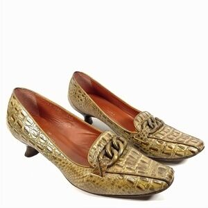 Donald Pliner Croc Print Horsebit Kitty Sz 7.5M